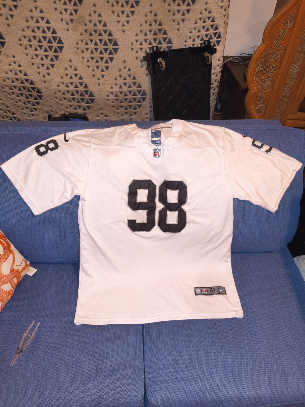 NFL White Kids Jersey with Black #98 Print